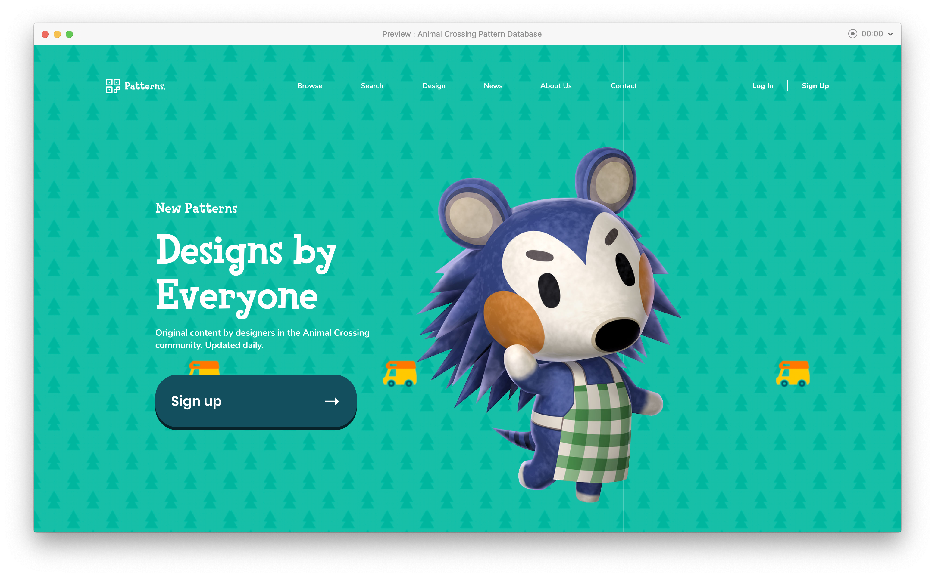 Early home page Mabel concept